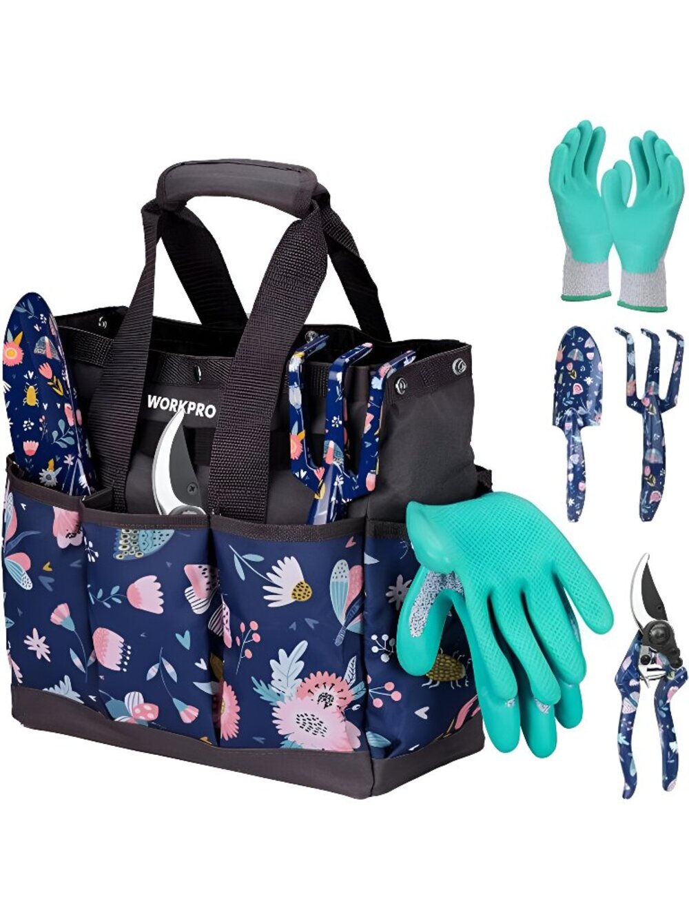 5PCS Garden Tool Set, Aluminum Heavy Duty with Garden Tool Bag